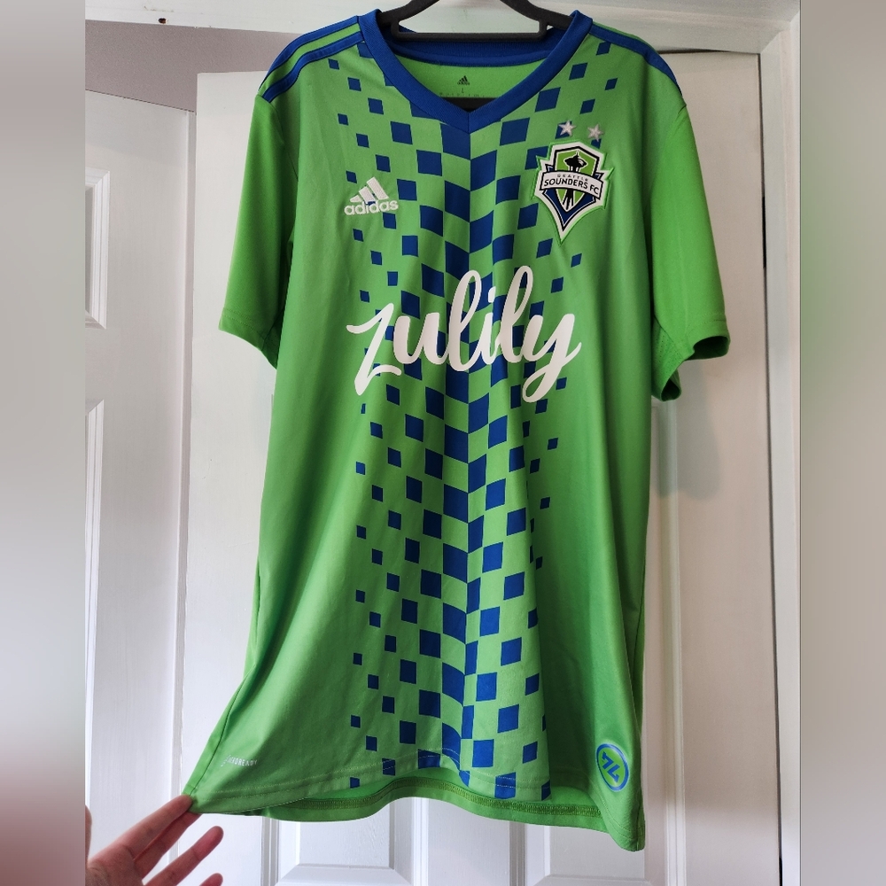 Adidas Seattle Sounders FC Green and Blue Jersey (Large)